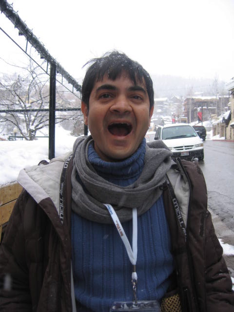 Hammad Zaidi, freezing at Sundance.