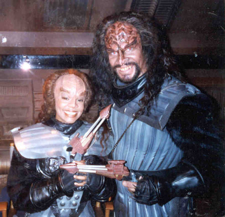 Sam (r) as Lt. Ch'targh, with Gabrielle Union in STAR TREK: DEEP SPACE NINE