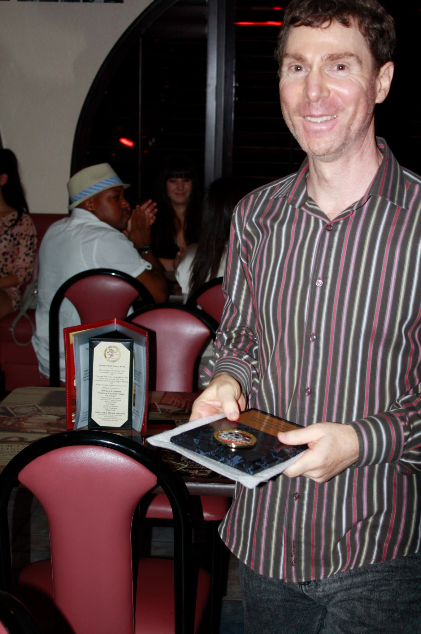 Michael Zelniker after winning Indie Fest USA's Best of Festival Award for the film, FALLING