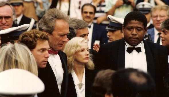 Michael Zelniker with Clint Eastwood, Sondra Locke and Forest Whitaker at the Cannes Film Festival