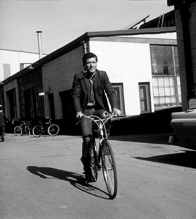 Efrem Zimbalist, Jr. on the Warner Bros. lot during a break from filming 