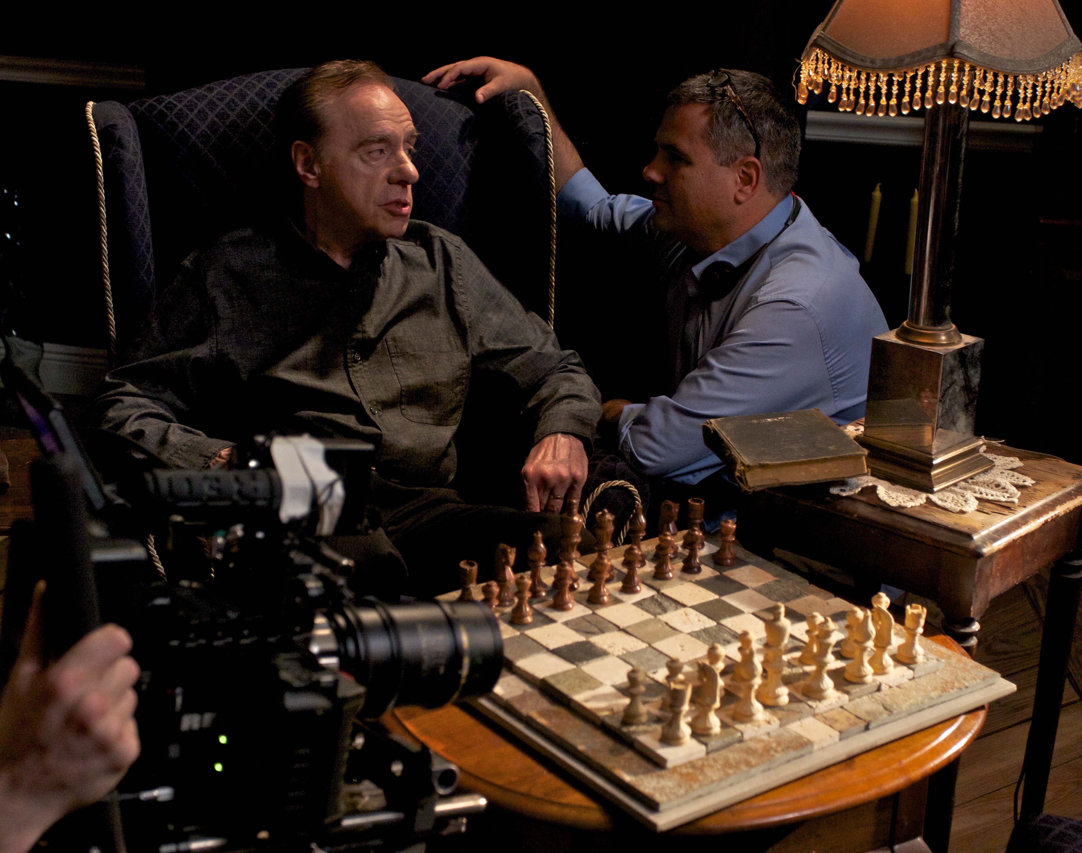Peter Bogdanovich and Daniel Zirilli on the New Orleans set of The Tell Tale Heart, November 6th, 2011