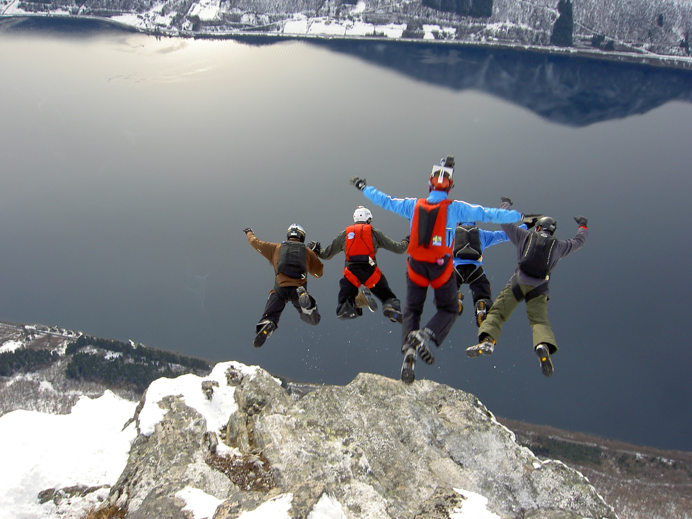 Filming BASE jumpers for a commercial in Norway