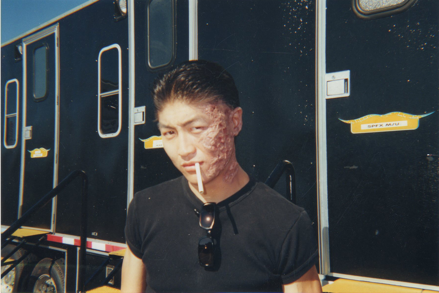 Brian Tee on set of The Chronicle