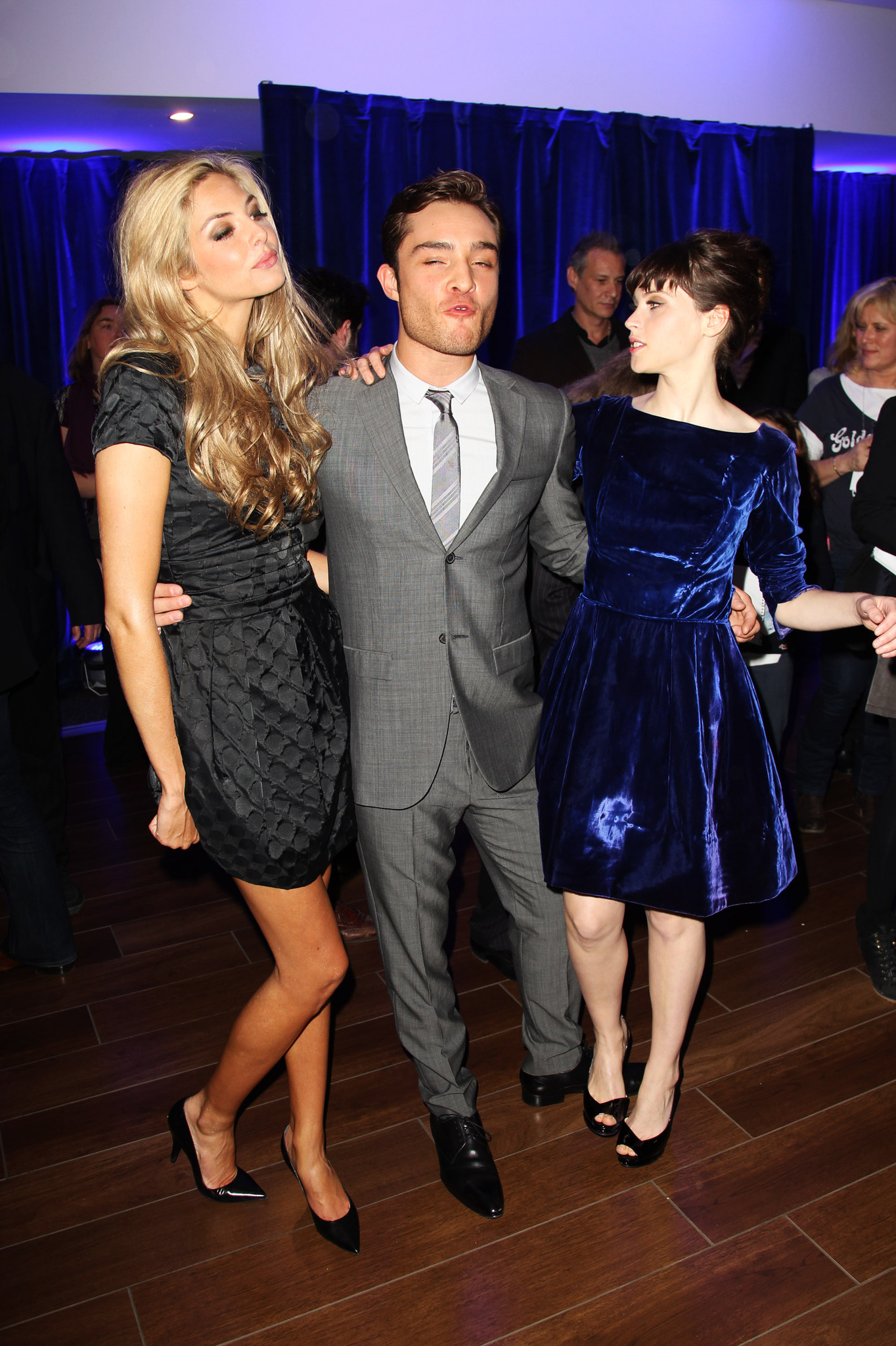 Felicity Jones, Tamsin Egerton and Ed Westwick at event of Chalet Girl (2011)