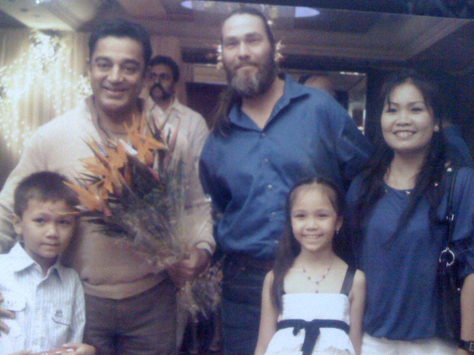 Jude S. Walko & family with Padma Bhushan Kamal Haasan at the universal hero's 57th birthday party in 2011.