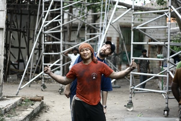 Stunt rehearsals with Jude S. Walko and Kecha Kampakdee in Chennai, India for Kamal Haasan's 