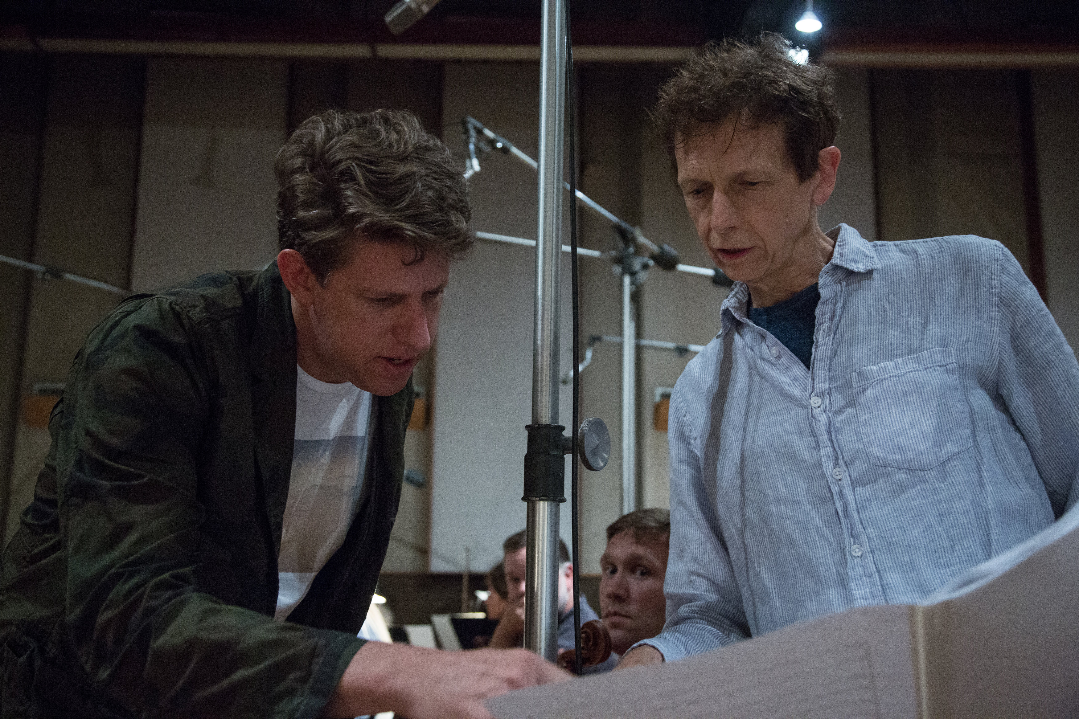 David Campbell with Greg Kurstin recording the music for the film Annie (2014)