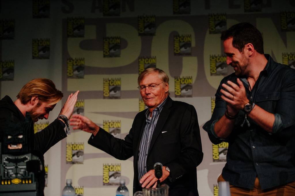 Troy Baker, Adam West, and Travis Willingham at the Lego Batman 3: Beyond Gotham panel at San Diego Comic Con 2014