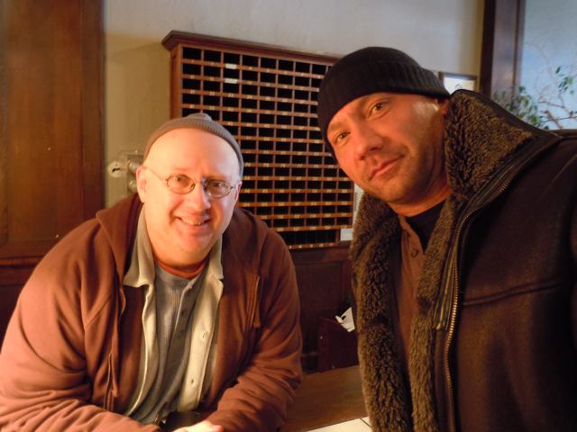 Joe Ochman and Dave Bautista on location in Grand Rapids, Michigan for HOUSE OF THE RISING SUN