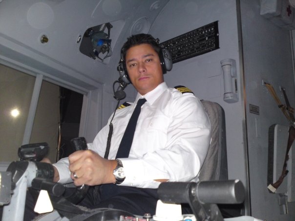Tre as First Officer Mill's on the set of Mayday.