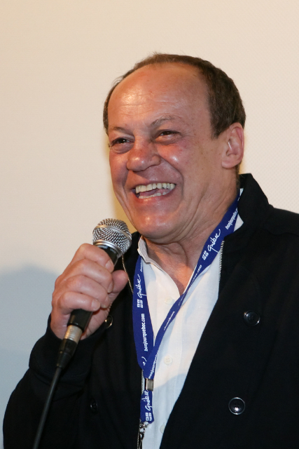 Bruno Pischiutta addresses the viewers at the Montreal World Film Festival in 2009 before the screening of his film PUNCTURED HOPE