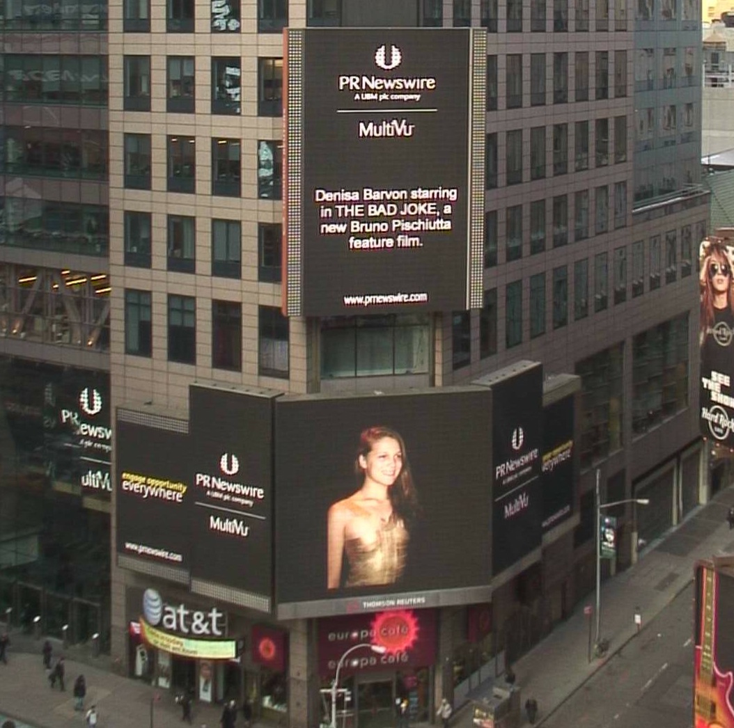 The production of Bruno Pischiutta's feature film THE BAD JOKE is announced in Times Square, New York City
