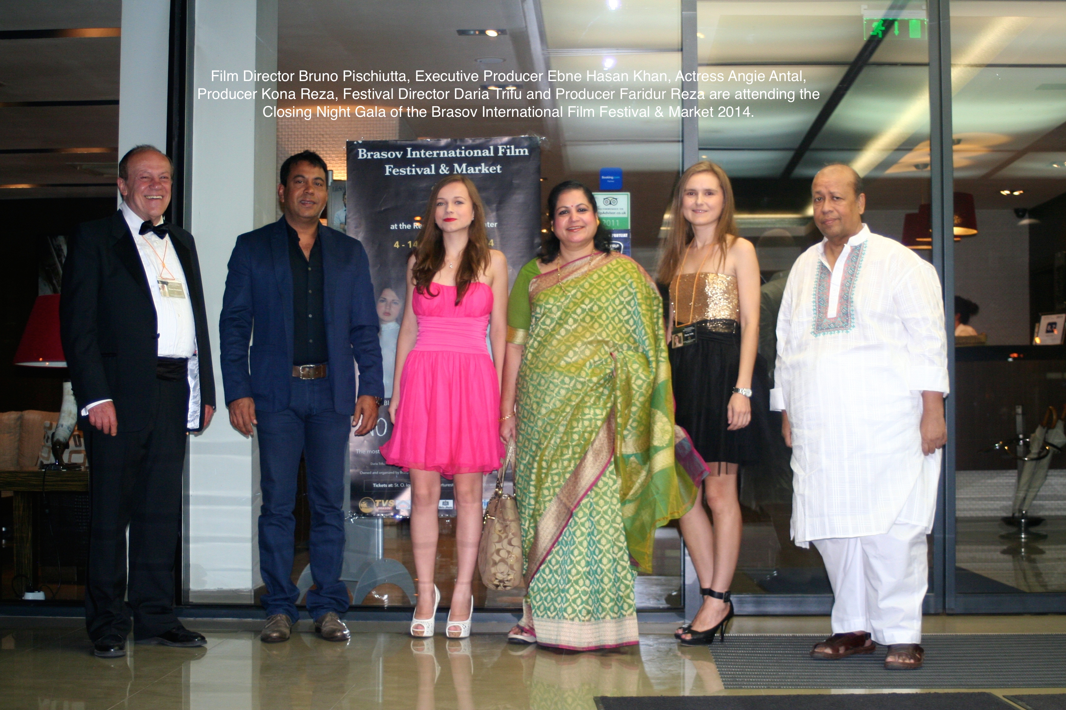 Bruno Pischiutta attends the Closing Gala Night of the 2014 edition of Brasov International Film Festival & Market with guests Producer Ebne Hasan Khan, Actress Angie Antal, Producer Kona Reza, Producer & Festival Director Daria Trifu and Produc