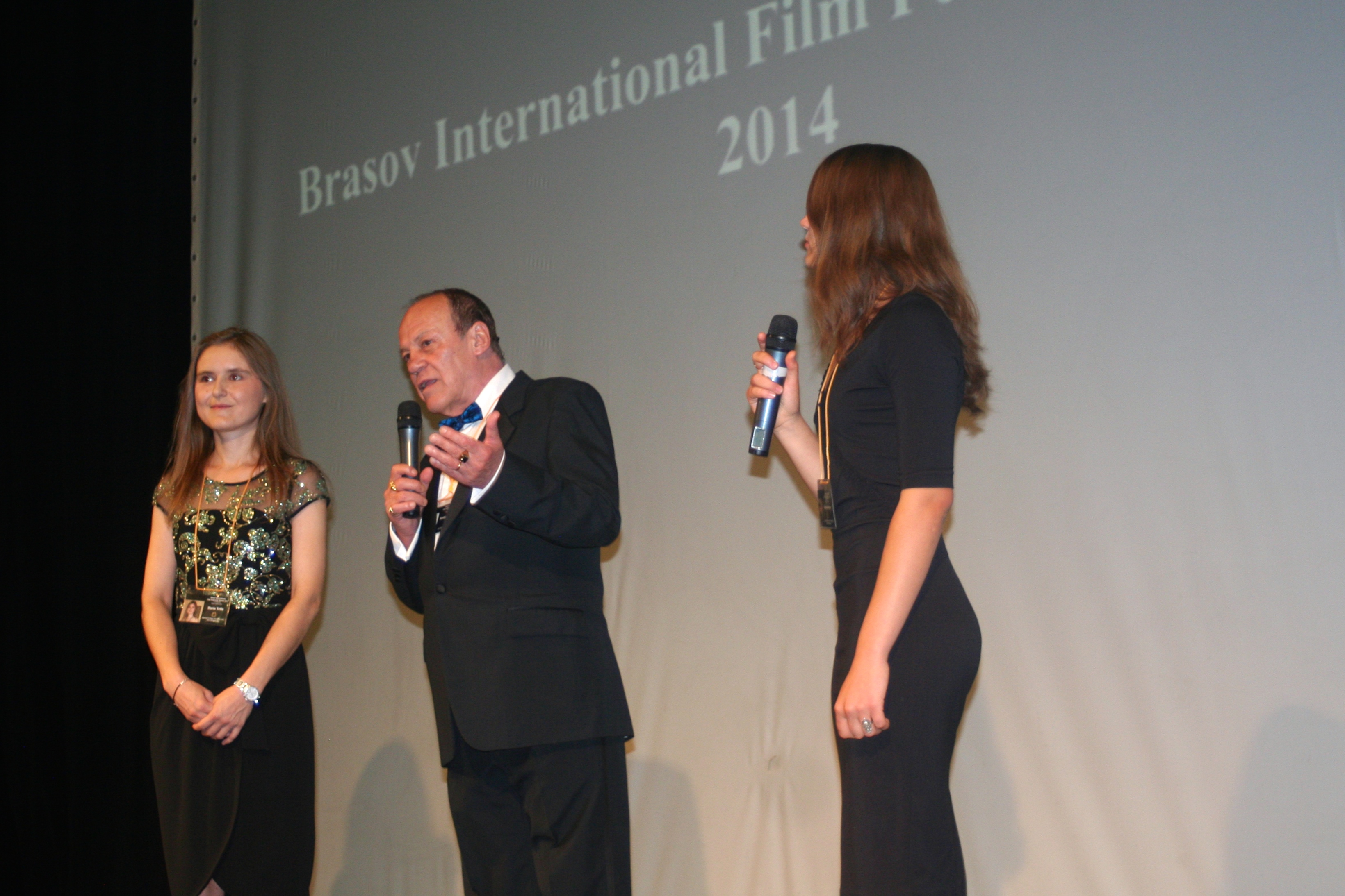 Producer & Festival Director Daria Trifu, Bruno Pischiutta and Actress Denisa Barvon present the 2014 edition of Brasov International Film Festival & Market 2014 (www.brasovfilmfestival.com) in Brasov, Romania