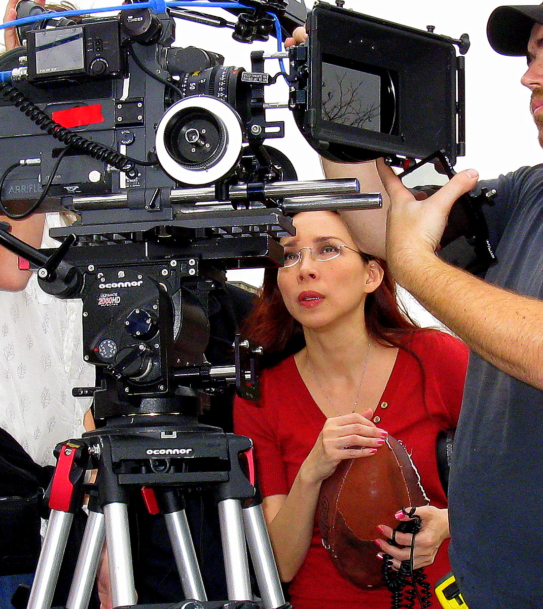 Director Cynthia Hsiung setting up a shot in Manhattan