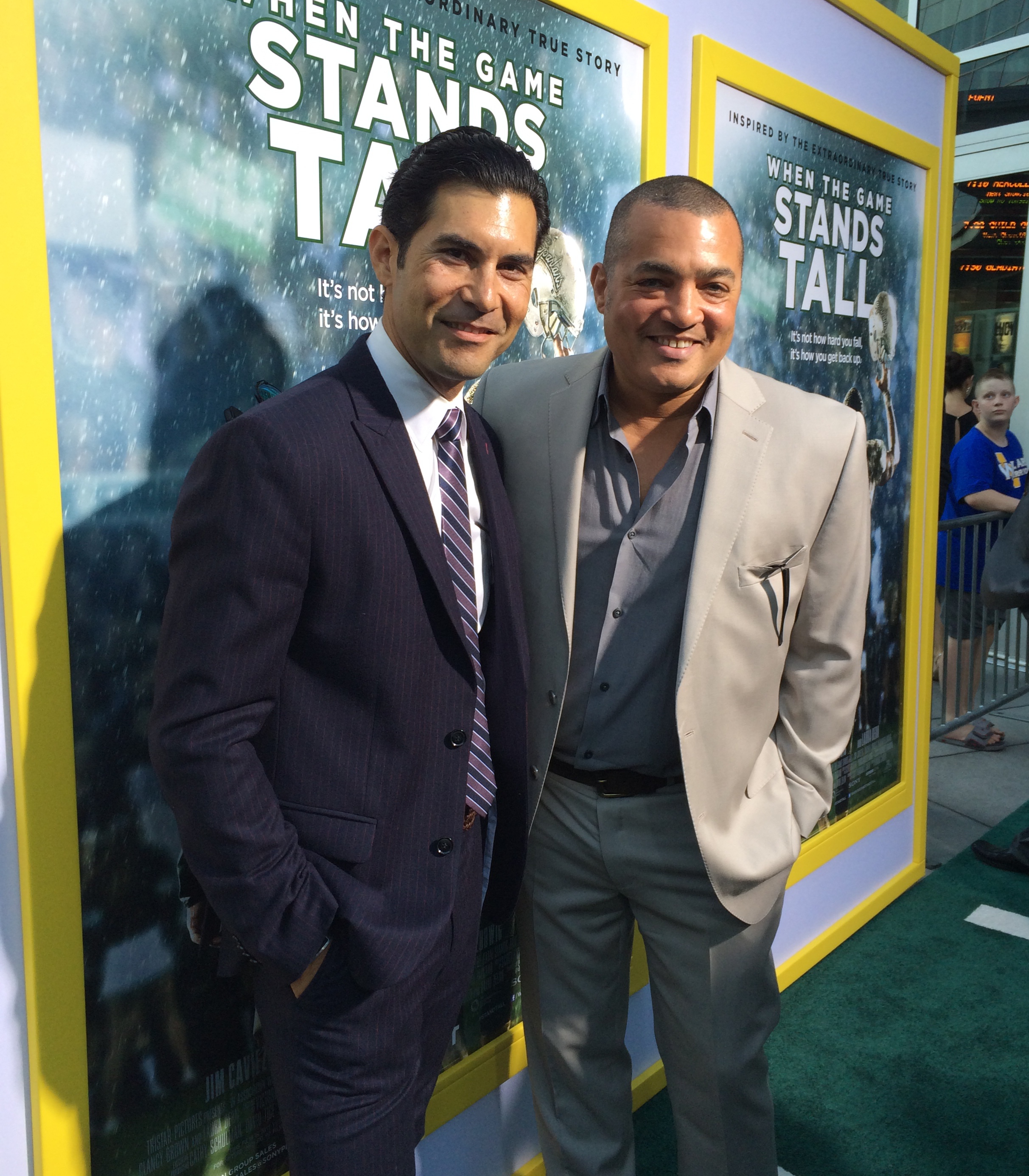 David DeSantos and Steven Adams at the premiere of WHEN THE GAME STANDS TALL in Hollywood, CA.