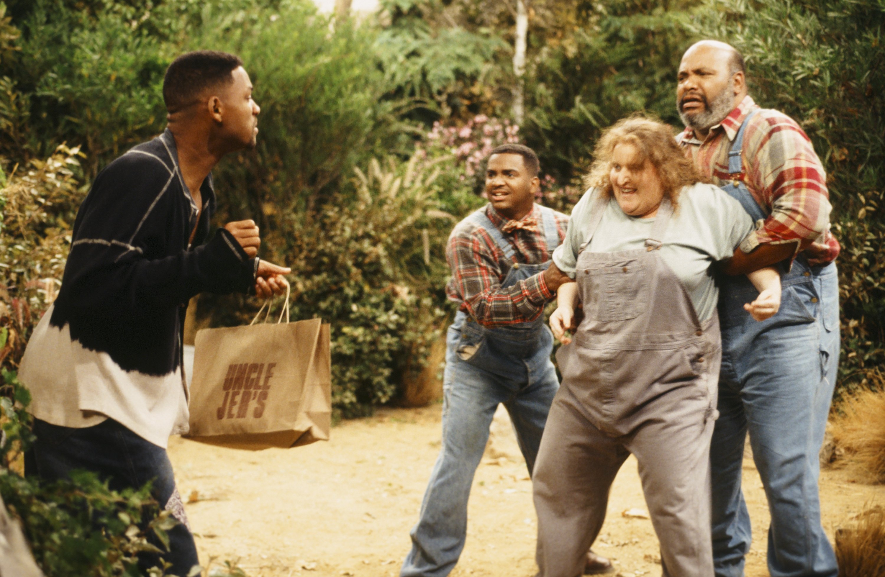 Still of Will Smith, Alfonso Ribeiro, Rusty Schwimmer and James Avery in The Fresh Prince of Bel-Air (1990)