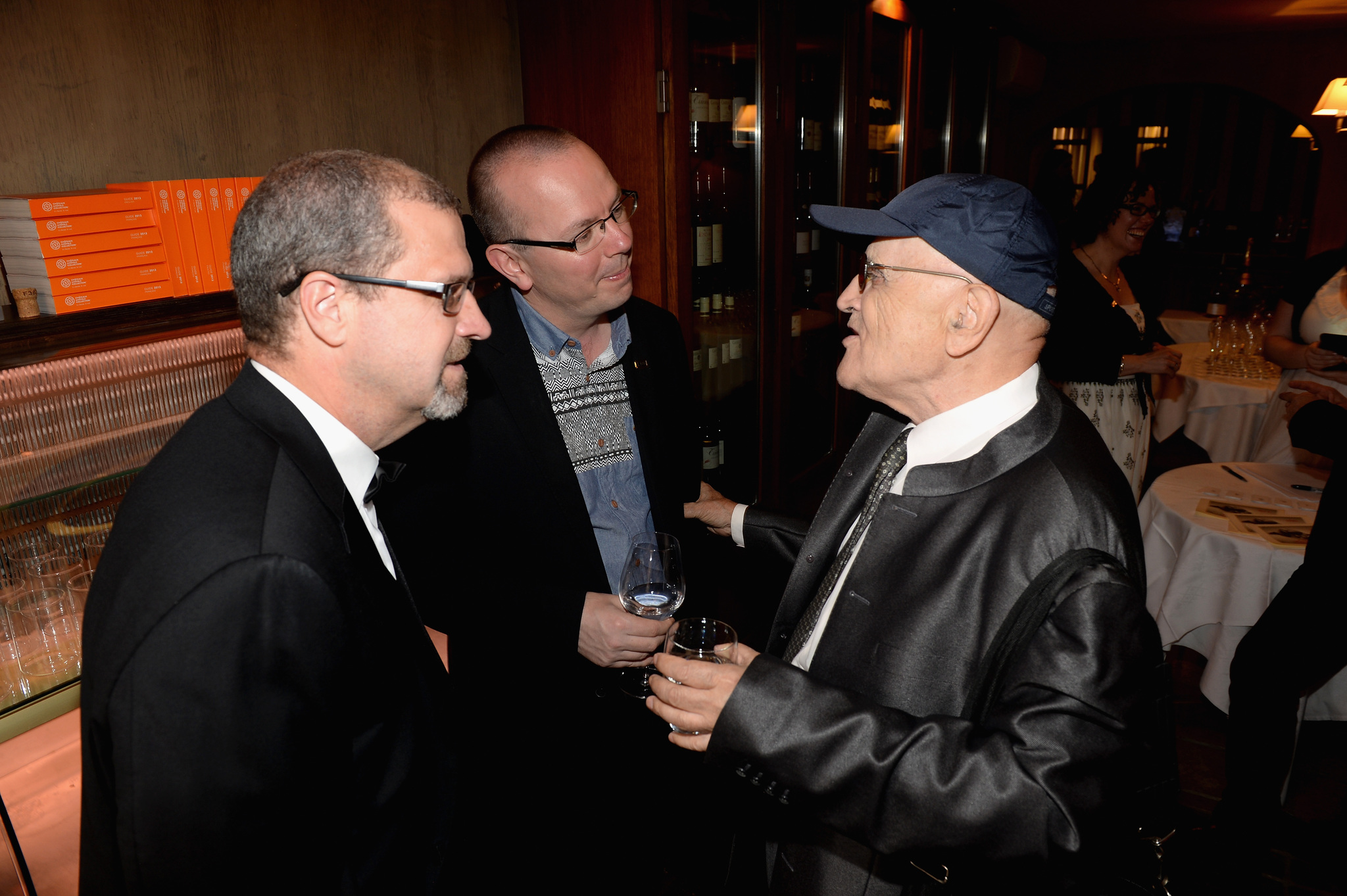 IMDb's Keith Simanton and Col Needham, and Montreal World Film Festival's Serge Losique attend the IMDB's 2013 Cannes Film Festival Dinner Party during the 66th Annual Cannes Film Festival at Restaurant Mantel on May 20, 2013 in Cannes, France.