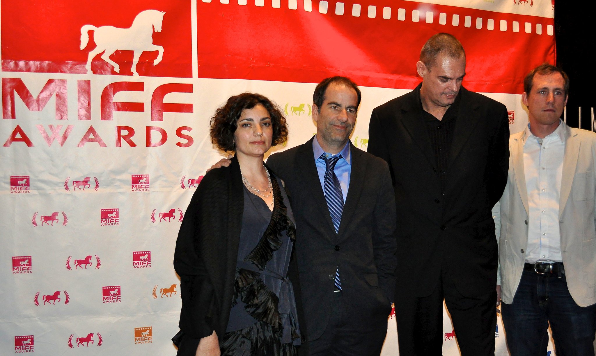 Erica Senese, Billy Senese, Jeremy Childs and Jon Rodgers on the red carpet at the Milan International film festival for The Suicide Tapes.
