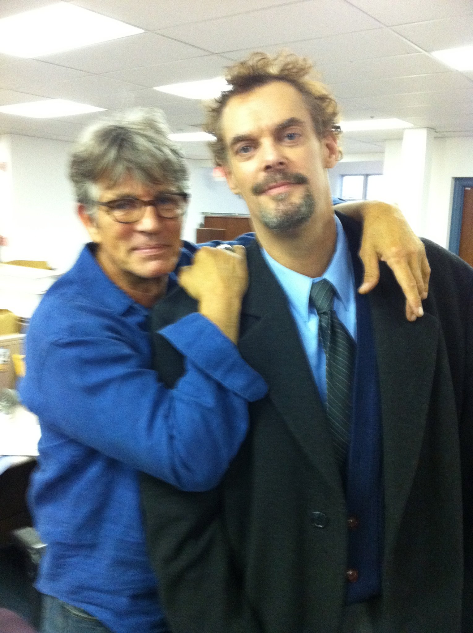 Eric Roberts and Jeremy Childs on the set of Deadline.