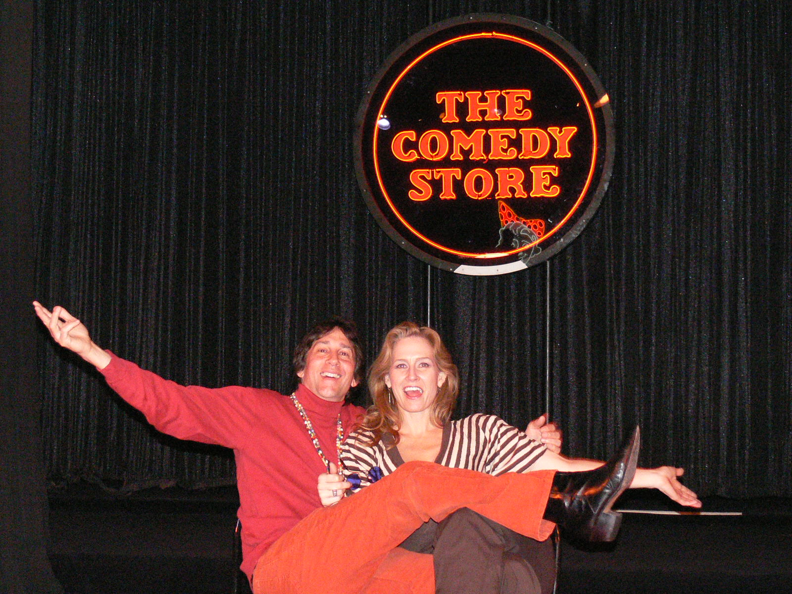 At the Comedy Store with Cathy Olaerts.