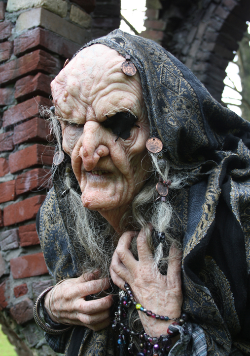Gypsy witch makeup. Sculpted, molded, casted, applied, painted, and hair work by Richard Redlefsen