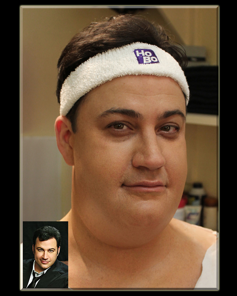 Fat makeup on Jimmy Kimmel for The Jimmy Kimmel Live Show. Appliances by W.M Creations