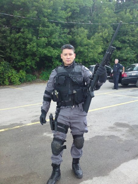 Tre as 'Nailgun' on the set of 