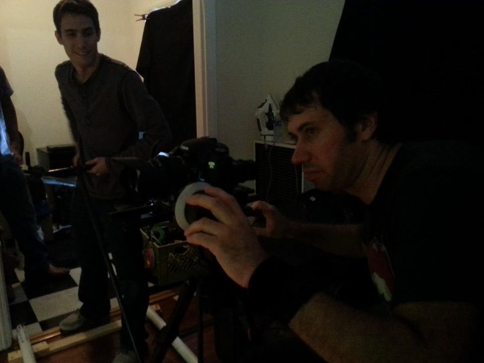 Tristan Creeley shooting Chandler's Game. David Hanks working as crew.