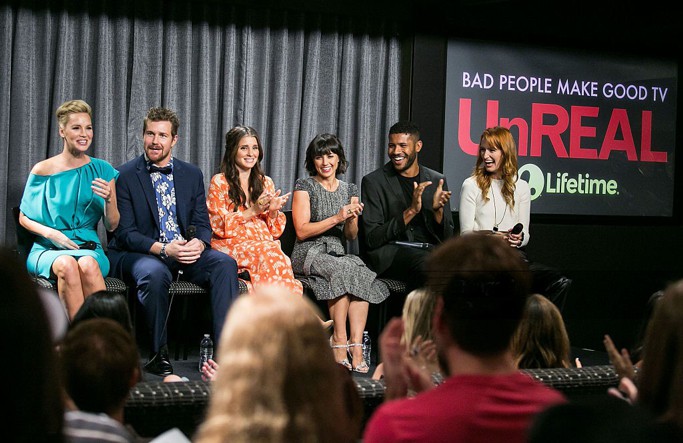 Ashley Scott, Josh Kelly, Shiri Appleby, Constance Zimmer, Jeffrey Bowyer-Chapman and Breeda Wool attend SAG Foundation's 'Conversations' series screening of 'UnREAL' at SAG Foundation Actors Center on September 23, 2015 in Los Angeles, Ca.