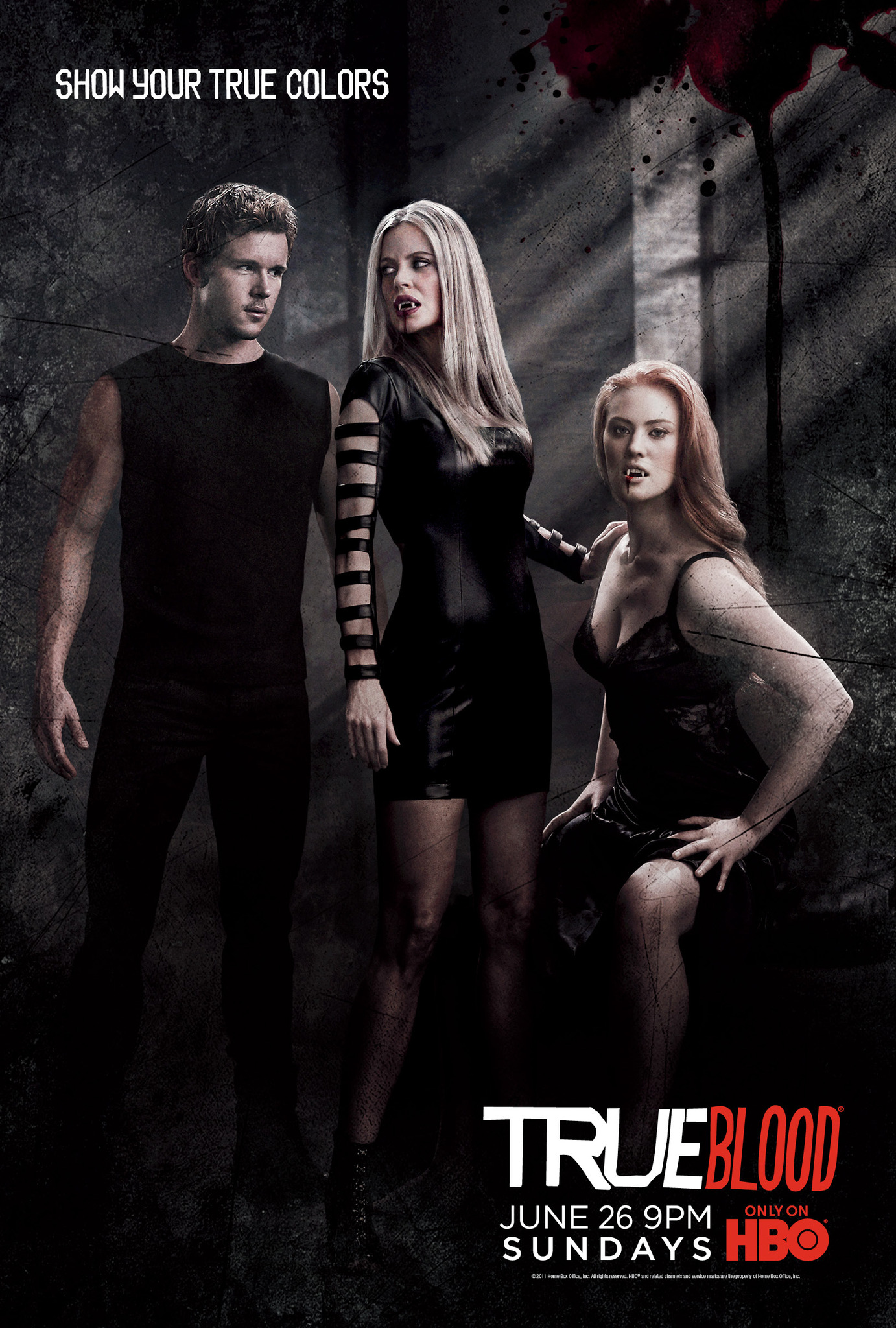 Still of Kristin Bauer van Straten, Ryan Kwanten and Deborah Ann Woll in Tikras kraujas (2008)