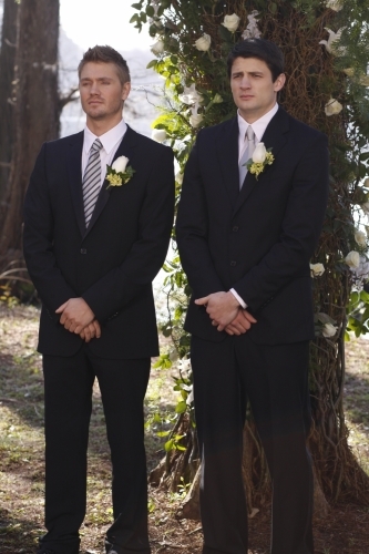 Still of James Lafferty and Chad Michael Murray in One Tree Hill (2003)