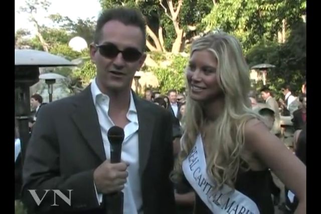Event for National Veterans Foundation. Sean Huze (L) was correspondent for the Veterans Network covering the event at the Playboy Mansion in Los Angeles, CA.