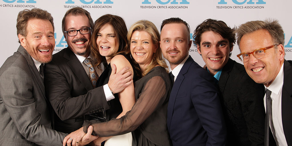 Bryan Cranston, Vince Gilligan, Mark Johnson, Michelle MacLaren, Betsy Brandt and RJ Mitte at event of Brestantis blogis (2008)