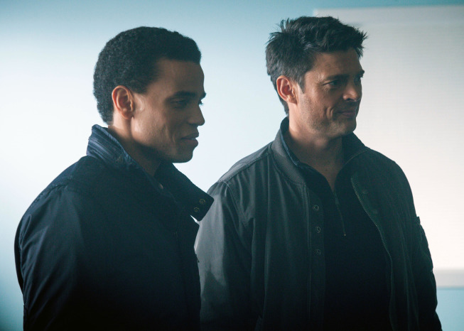 Still of Karl Urban and Michael Ealy in Almost Human (2013)