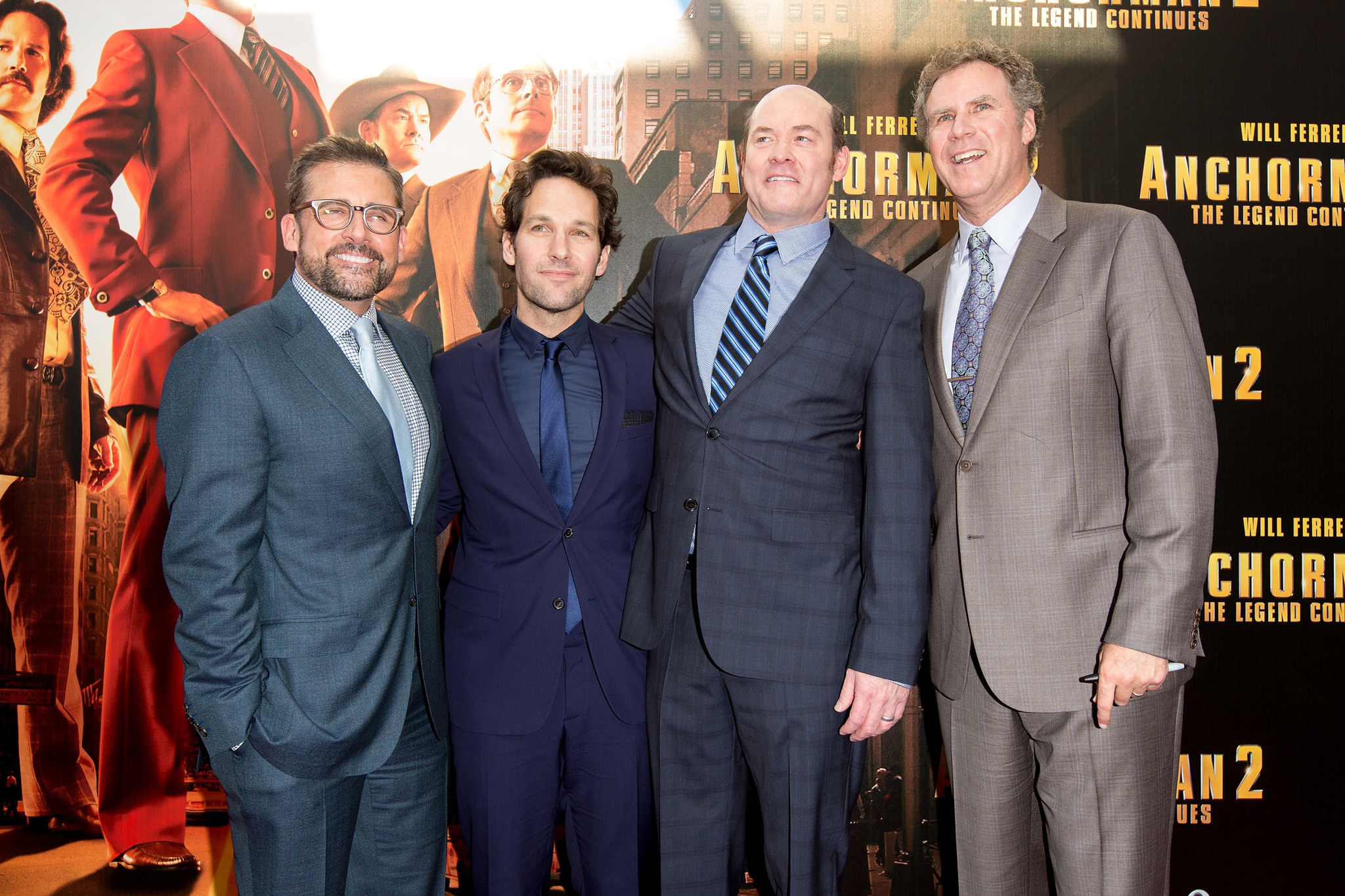 Will Ferrell, Steve Carell, David Koechner and Paul Rudd at event of Anchorman 2: The Legend Continues (2013)