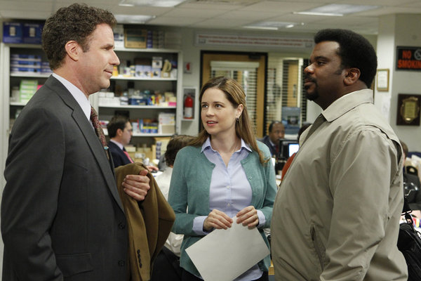 Still of Will Ferrell and Jenna Fischer in The Office (2005)