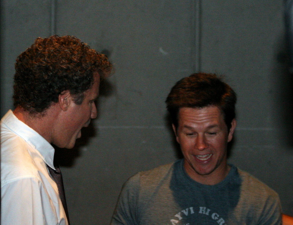 Will Ferrell encourages Mark Wahlberg before their panel for The Other Guys at Comic-Con 2010