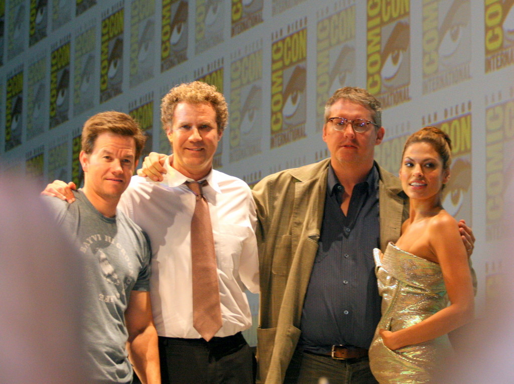 Mark Wahlberg, Will Ferrell, Adam McKay and Eva Mendes at event of Rezerviniai farai (2010)
