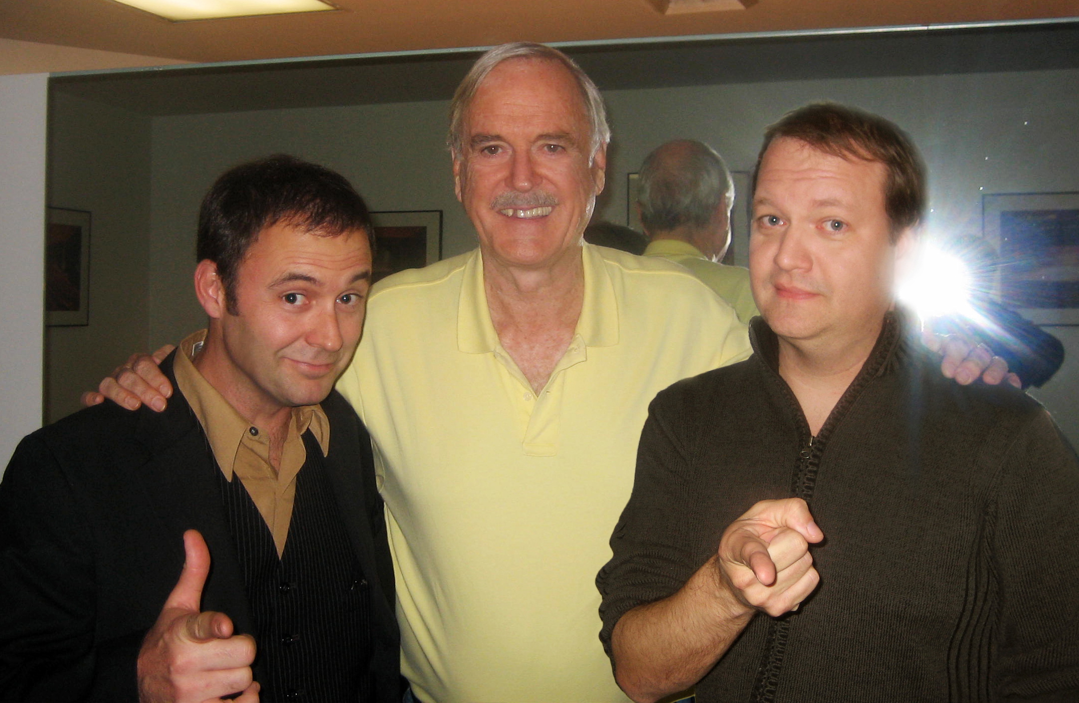 Tom Konkle backstage with John Cleese and David Beeler