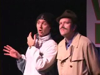 Photo of live performance of theater/ sketch show Dave and Tom in Double Act