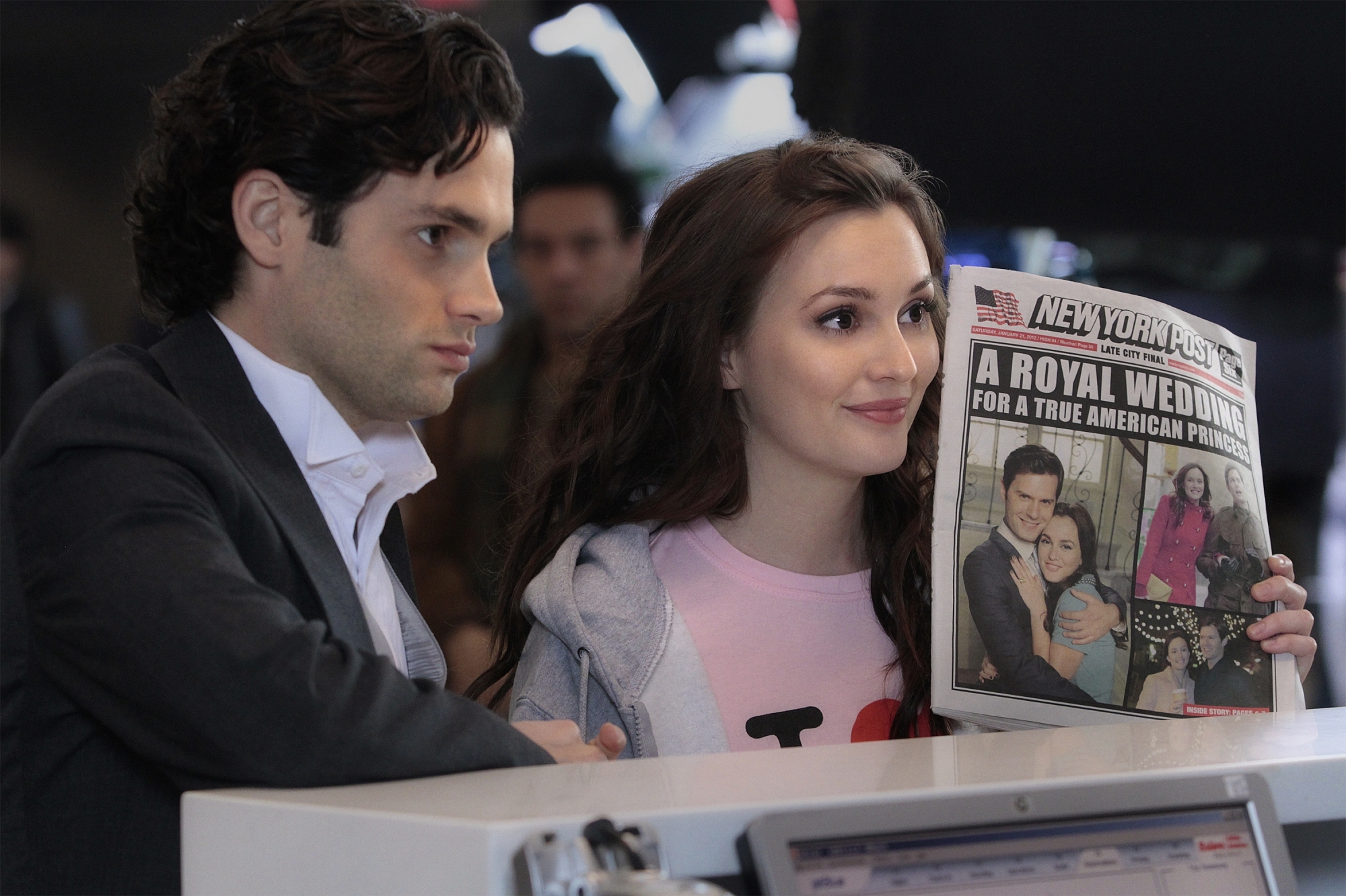 Still of Penn Badgley and Leighton Meester in Liezuvautoja (2007)