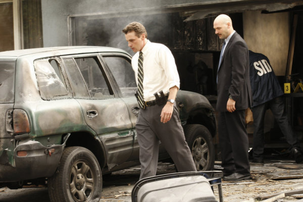 Still of Skeet Ulrich and Corey Stoll in Law & Order: Los Angeles (2010)