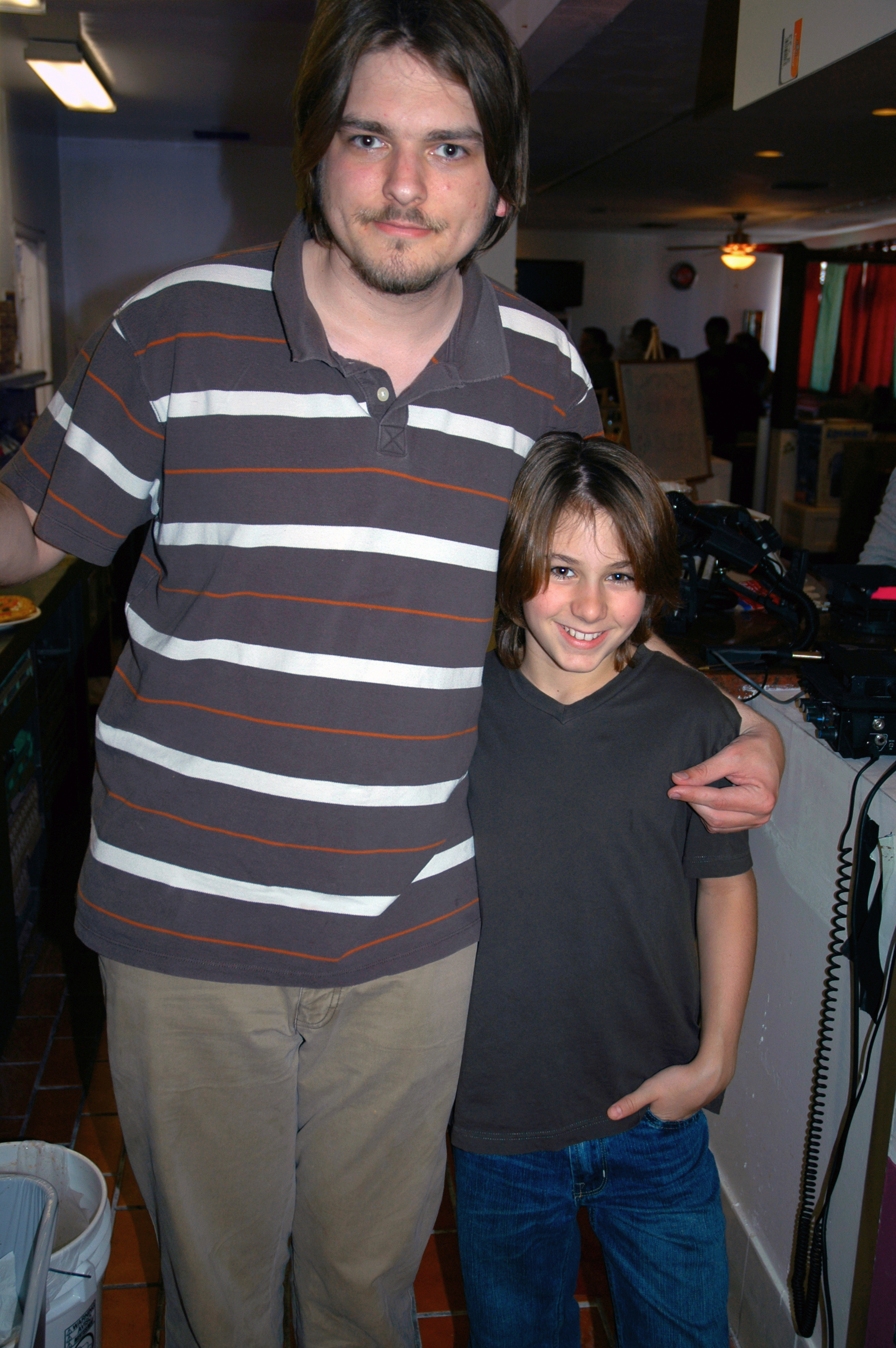 Tyler Norman and actor Dominic Scott Kay on the set of 