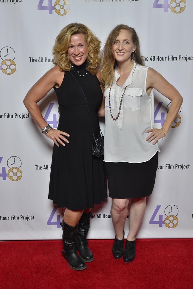 Me and one of my favorite actresses and friend, Jennifer Scibetta on the red carpet at the 2015 San Diego 48HFP! Keeping in theme of the Western, A Thirst for Justice, showing off my cowboy boots and little black dress!
