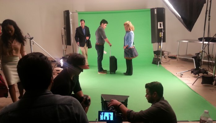On the set at Blue Barn Creative for Victorinox Swiss Army Luggage!