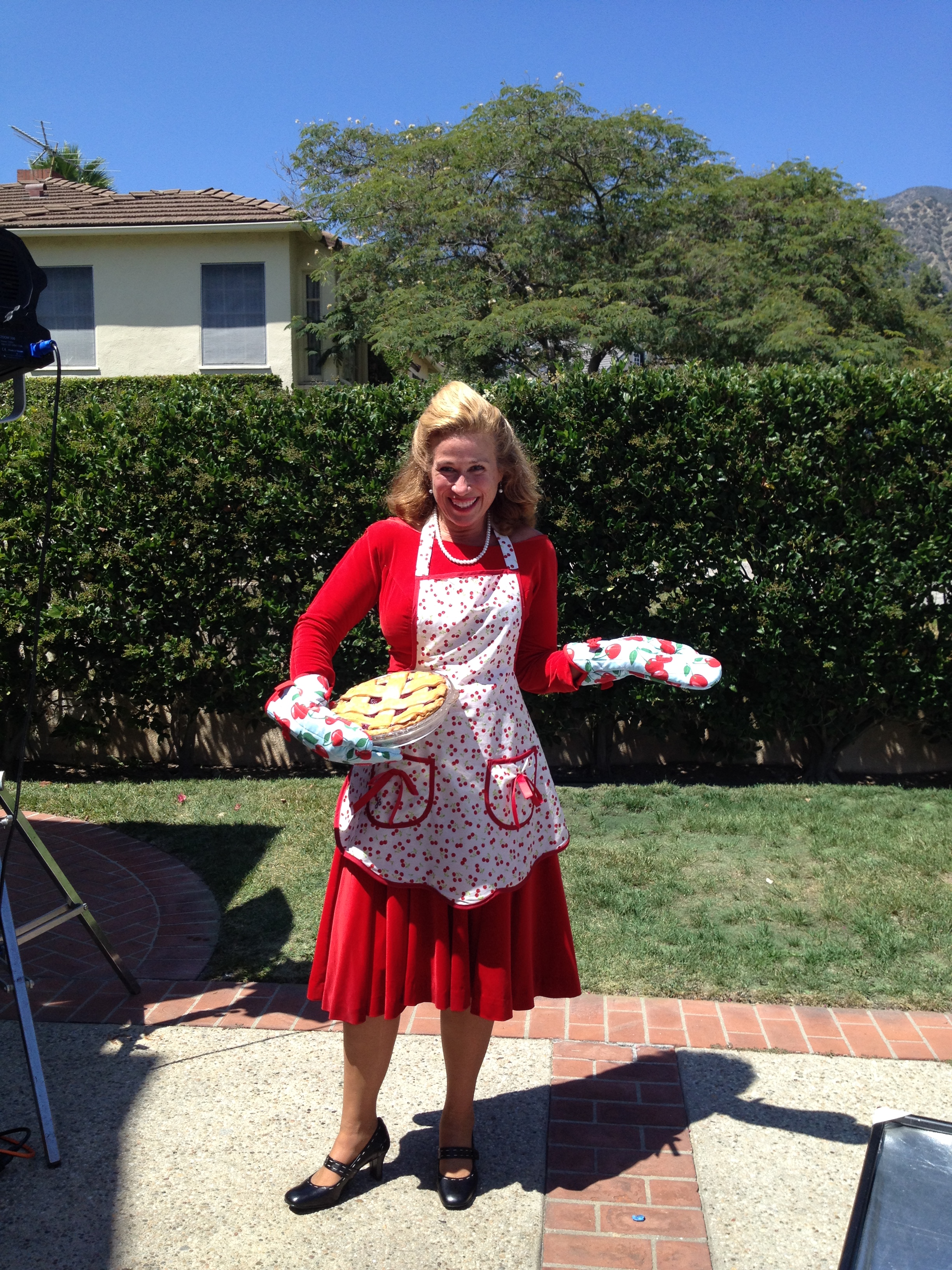 On set of Watering Willey as the 1950's housewife with Jay P. Morgan Productions!