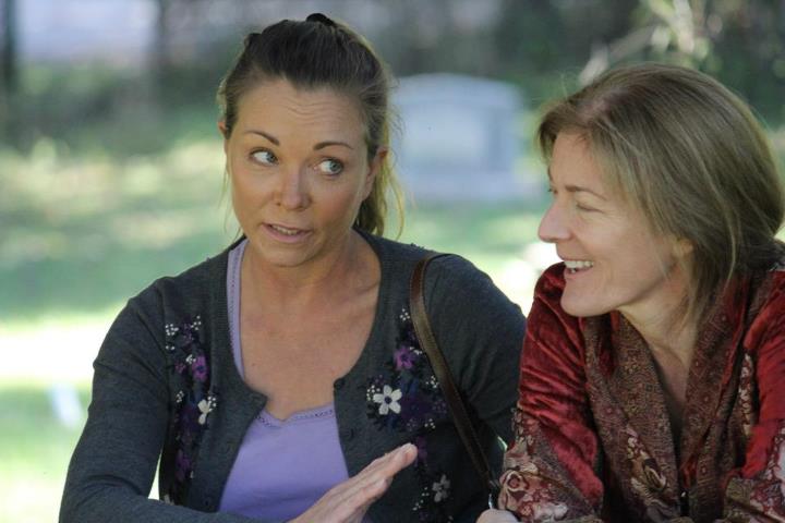 Tina Alexis Allen and Theresa Russell on set of Moving Mountains