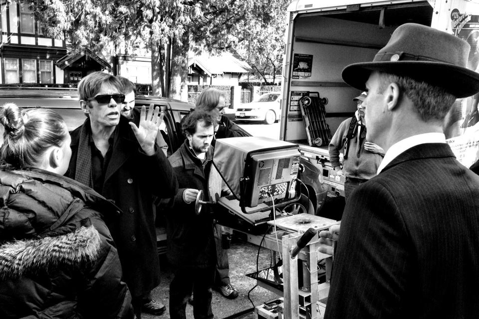 Directing David Lewis on the set of my Crazy8's Film Noir short UNDER THE BRIDGE OF FEAR (2013) which went to the Cannes Film Festival, VIFF, Whistler and several other festivals, and has been broadcast on the CBC.